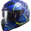 Full Face * | Ls2 Helmets Ls2 Stream Tacho Helmet Blue/Hi-Viz Yellow