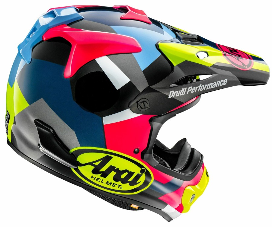 Dirt * | Arai Helmets Arai Vx Pro 4 Block Helmet Blue/Pink/Hi-Viz Yellow