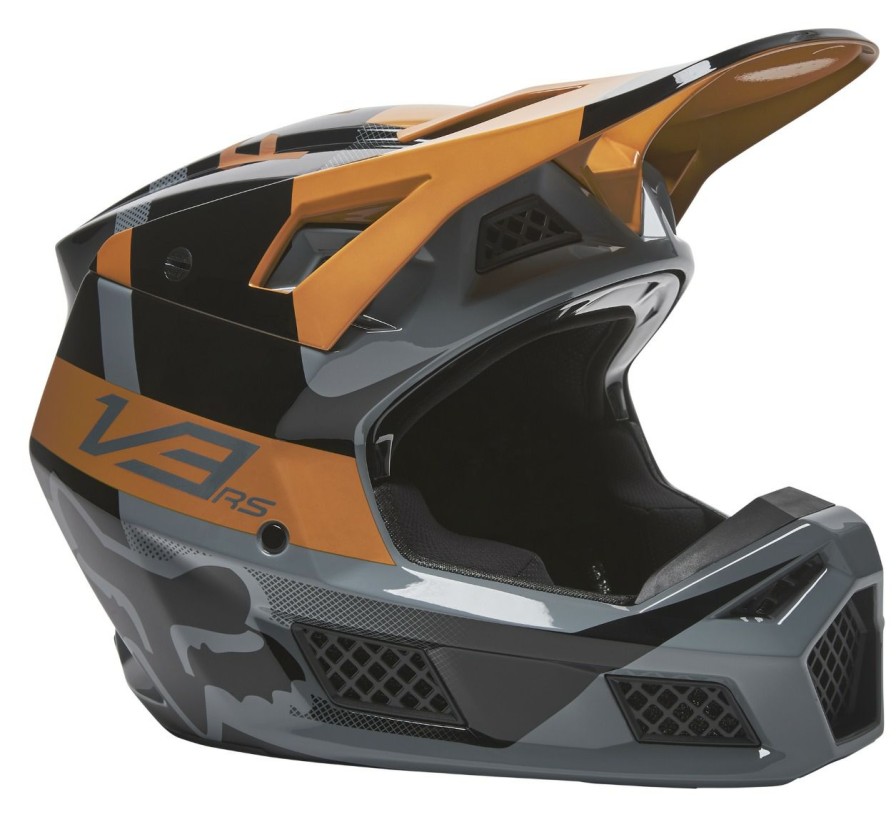 Dirt * | Fox Racing V3 Rs Riet Helmet (Sm) Black/Gold