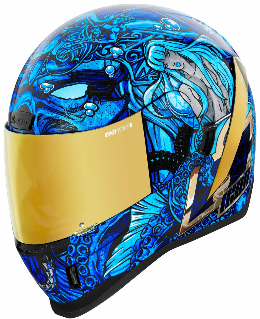 Full Face * | Icon Airform Ships Company Helmet Blue/Gold