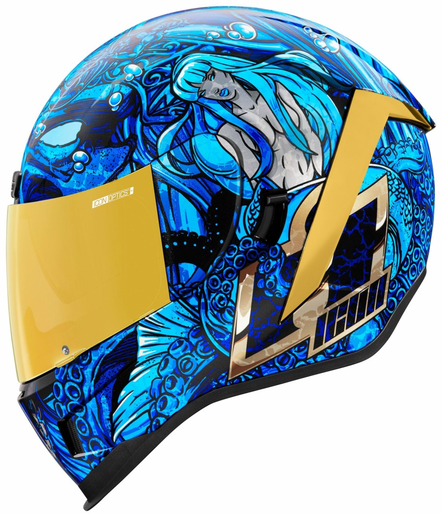 Full Face * | Icon Airform Ships Company Helmet Blue/Gold