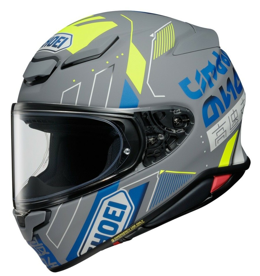 Full Face * | Shoei Helmets Shoei Rf-1400 Accolade Helmet Grey/Blue/Yellow