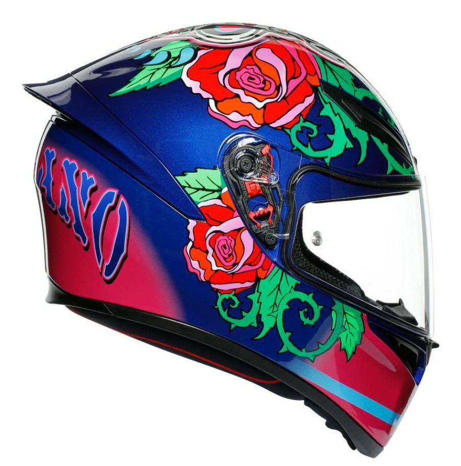 Full Face * | Agv Helmets Agv K1 Salom Helmet Blue/Pink/Green