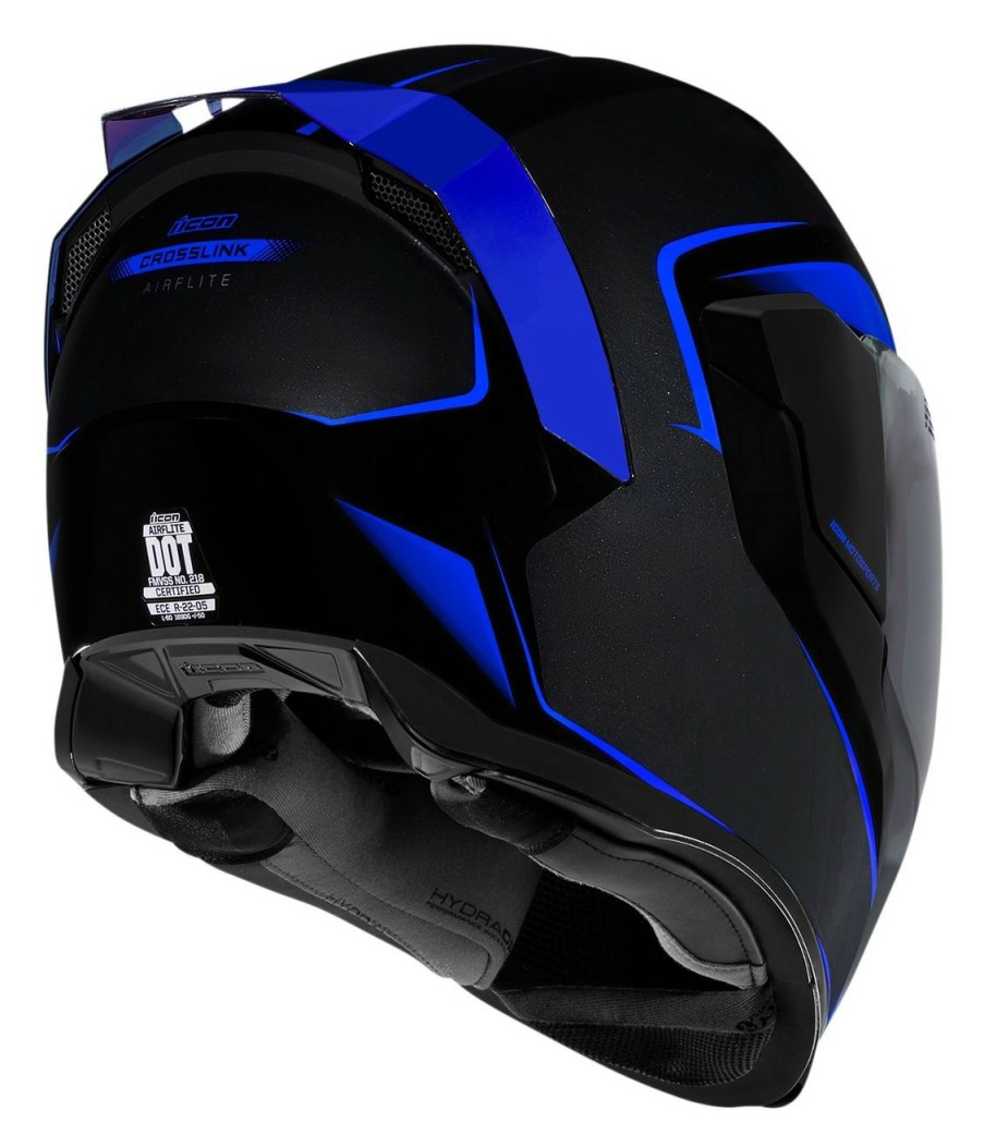 Full Face * | Icon Airflite Crosslink Helmet / Lg [Open Box] Black/Blue