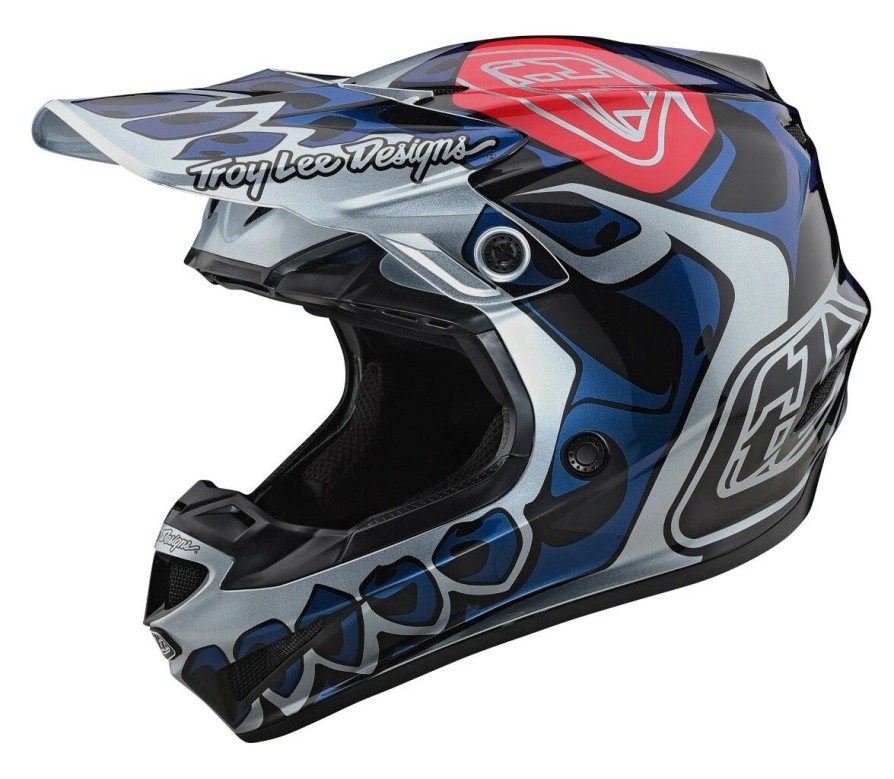 Dirt * | Troy Lee Designs Troy Lee Youth Gp Skully Helmet (Youth Md) Silver/Blue