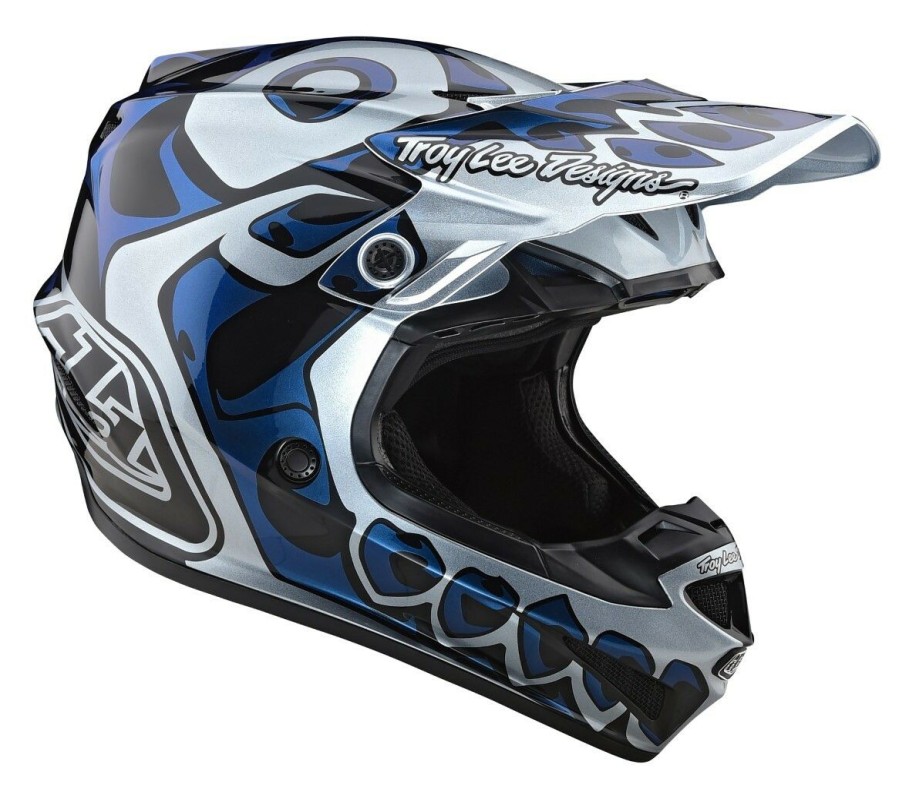 Dirt * | Troy Lee Designs Troy Lee Youth Gp Skully Helmet (Youth Md) Silver/Blue