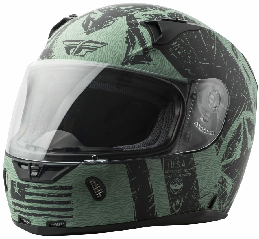 Full Face * | Fly Racing Street Revolt Fs Liberator Helmet Matte Black/Green