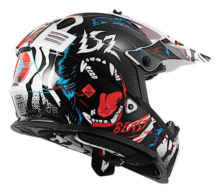 Dirt * | Ls2 Helmets Ls2 Youth Gate Beast Helmet White/Black