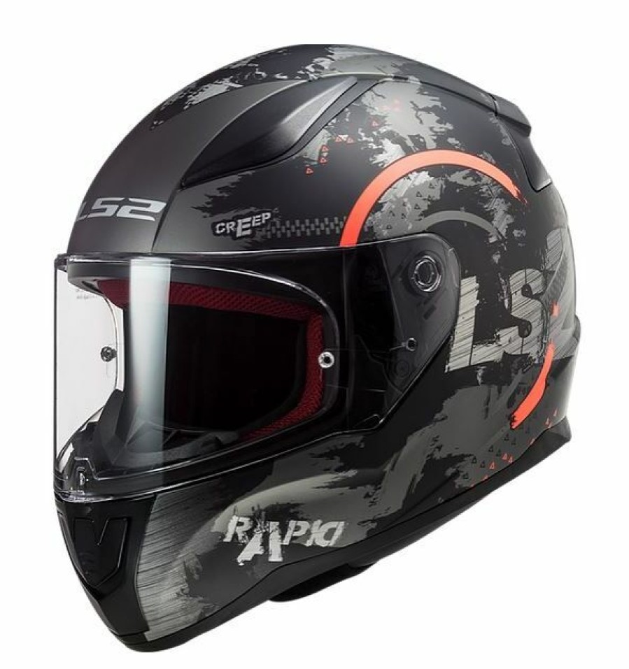 Full Face * | Ls2 Helmets Ls2 Youth Rapid Circle Helmet Matte Titanium/Fluo Orange