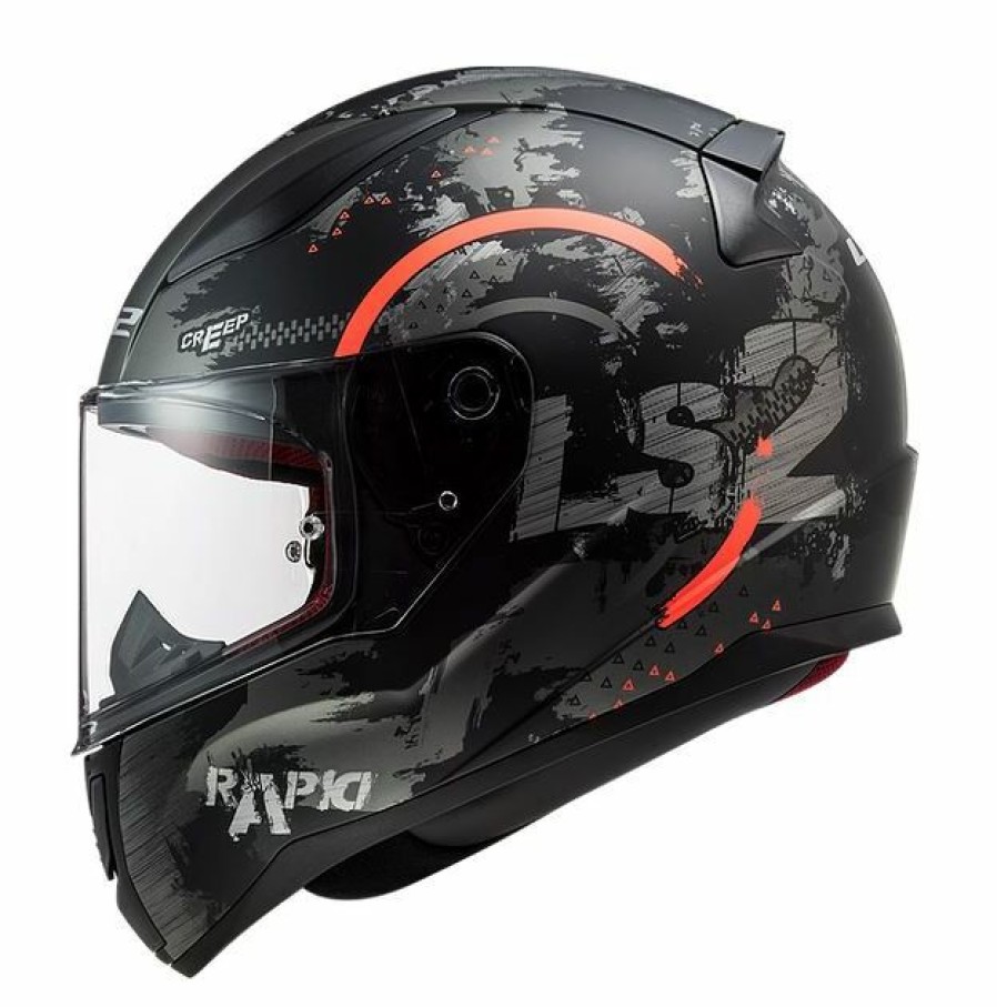 Full Face * | Ls2 Helmets Ls2 Youth Rapid Circle Helmet Matte Titanium/Fluo Orange