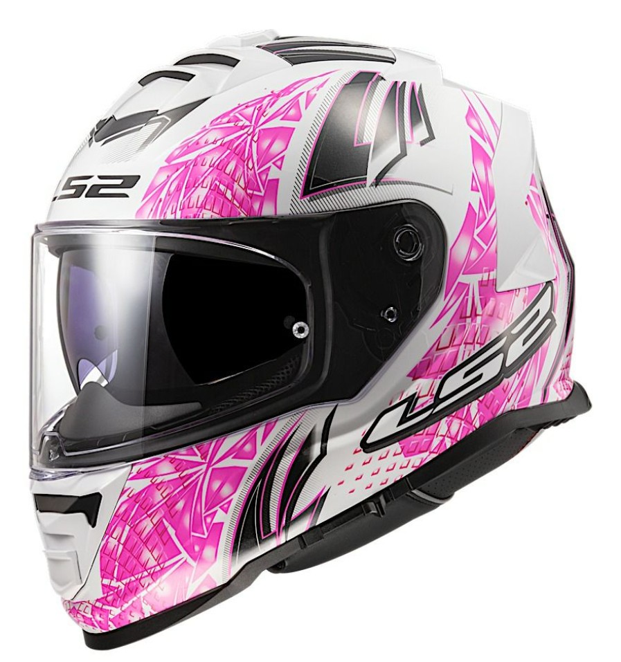 Full Face * | Ls2 Helmets Ls2 Assault Galaxy Helmet White/Pink