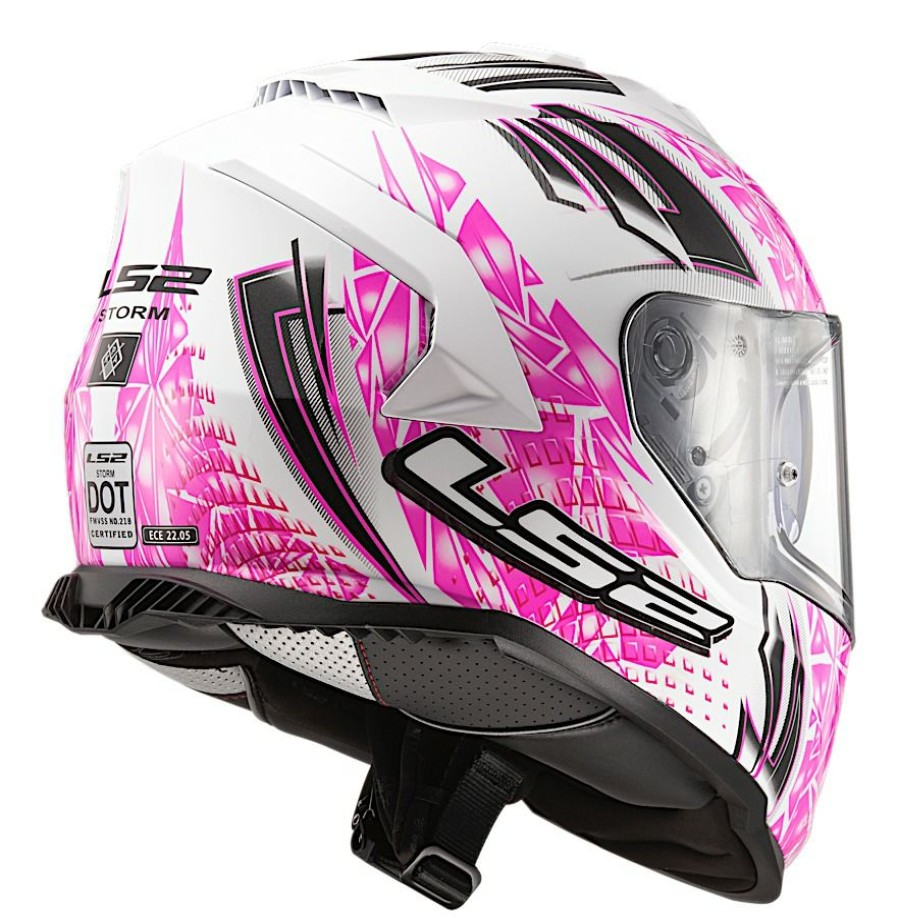 Full Face * | Ls2 Helmets Ls2 Assault Galaxy Helmet White/Pink