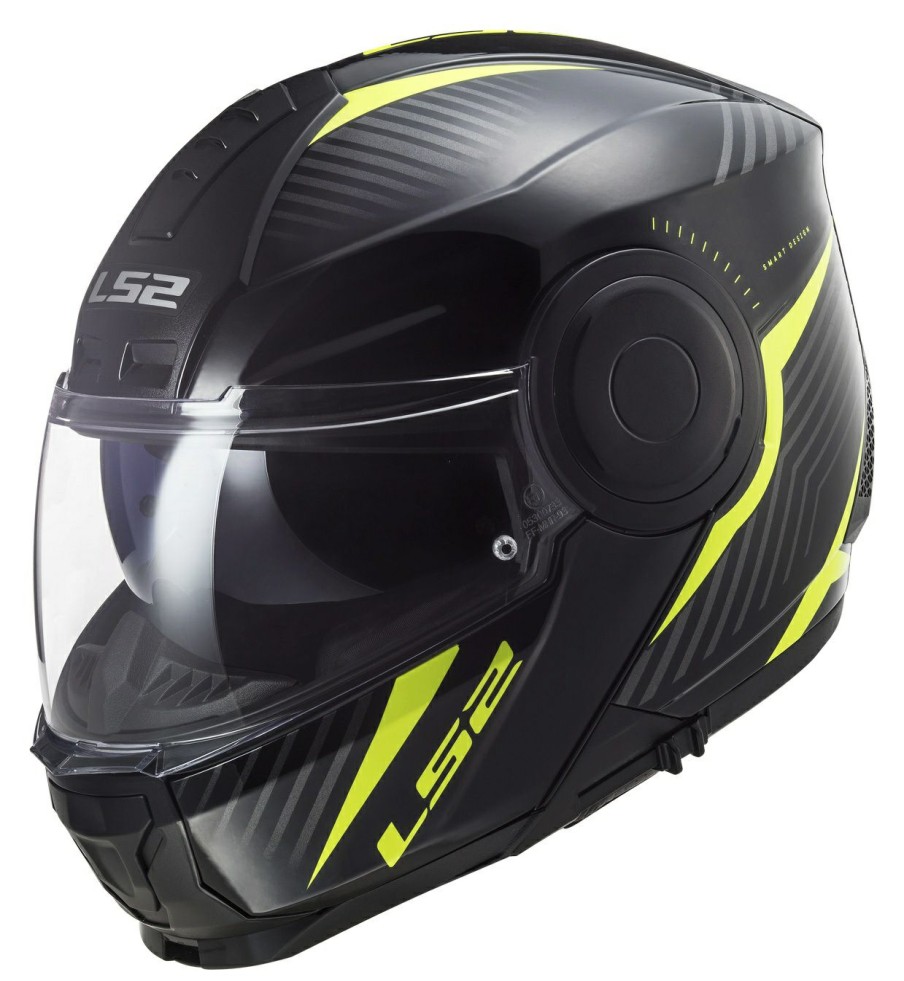 Modular * | Ls2 Helmets Ls2 Horizon Skid Helmet Black/Hi-Viz Yellow