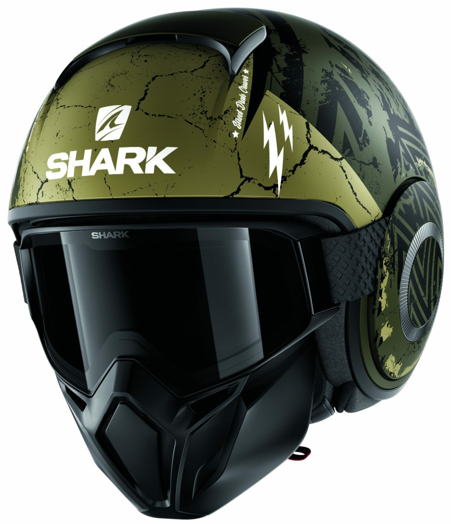 Open Face & 3/4 * | Shark Helmets Shark Street Drak Crower Helmet / Sm [Open Box] Green/Black