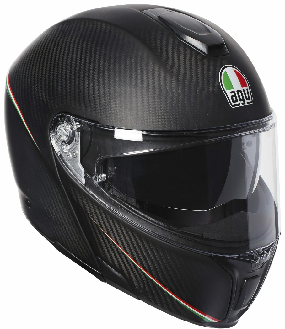 Modular * | Agv Helmets Agv Sportmodular Carbon Tricolore Helmet Matte Black