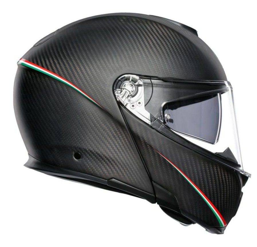 Modular * | Agv Helmets Agv Sportmodular Carbon Tricolore Helmet Matte Black