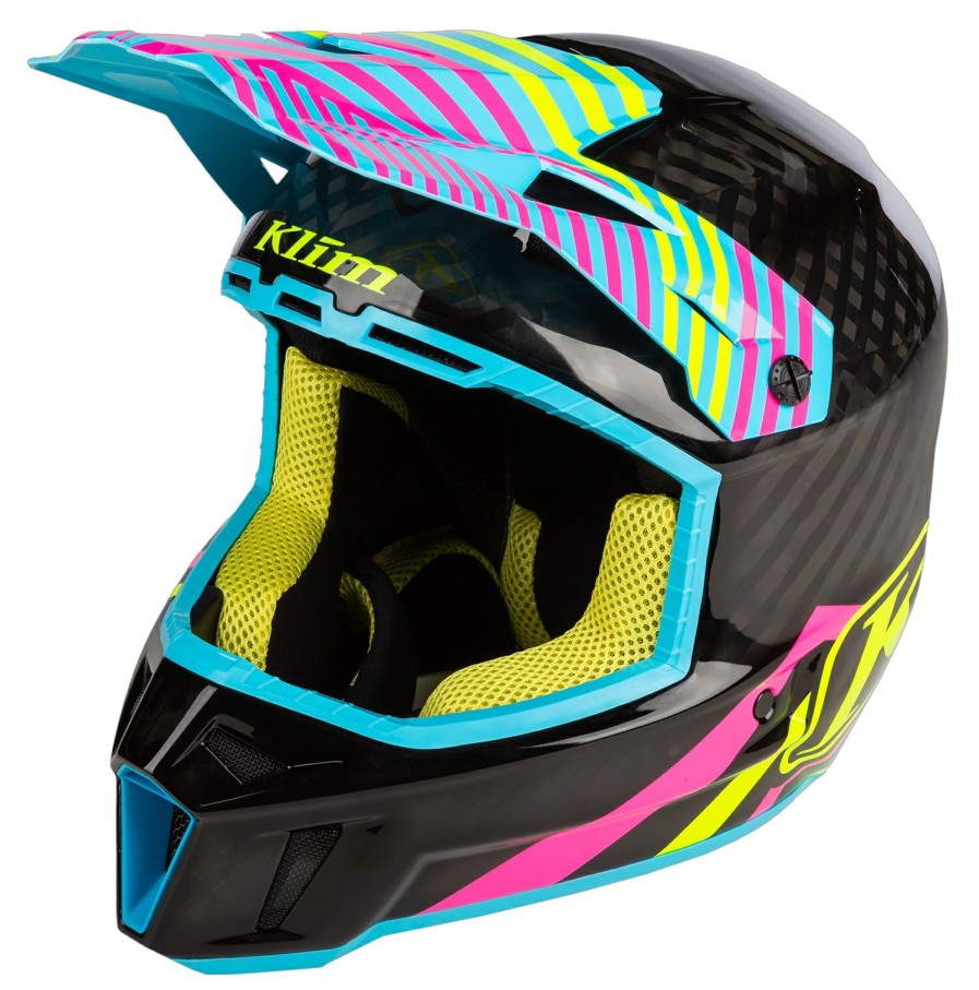 Dirt * | Klim F3 Carbon Illusion Off-Road Helmet Black/Blue/Pink