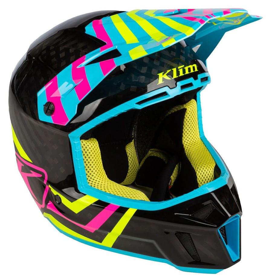 Dirt * | Klim F3 Carbon Illusion Off-Road Helmet Black/Blue/Pink