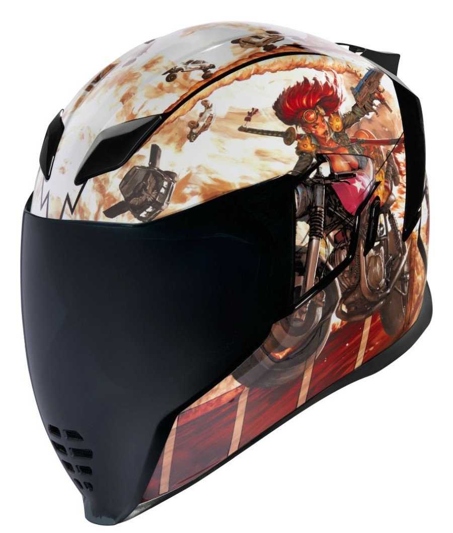 Full Face * | Icon Airflite Pleasuredome 3 Helmet White/Brown