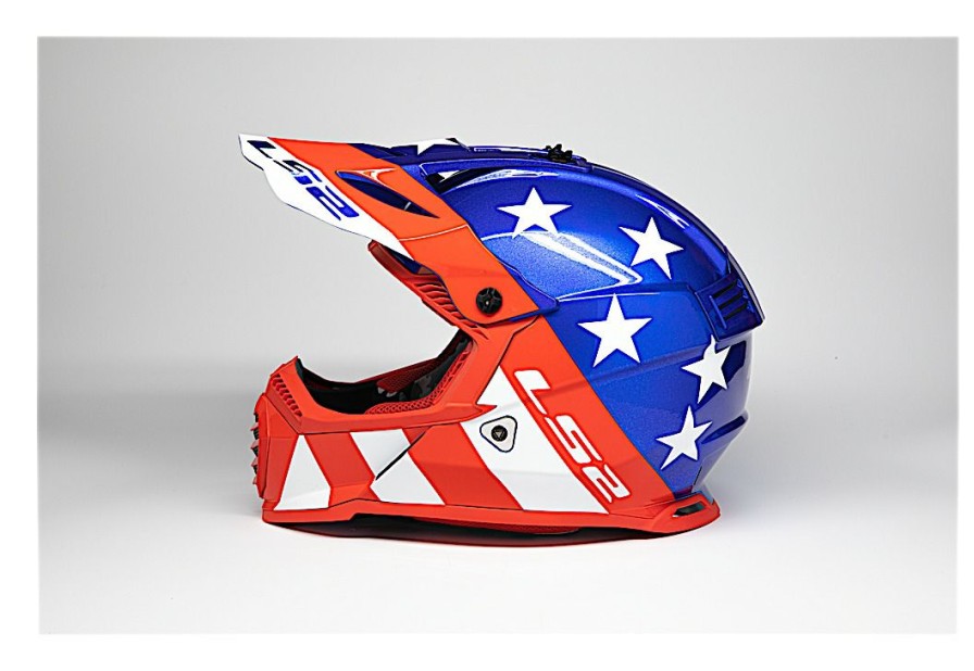 Dirt * | Ls2 Helmets Ls2 Gate Stripes Helmet Red/White/Blue