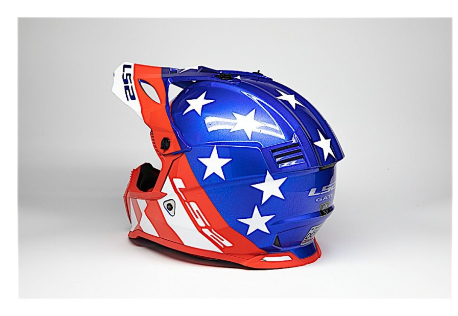 Dirt * | Ls2 Helmets Ls2 Gate Stripes Helmet Red/White/Blue