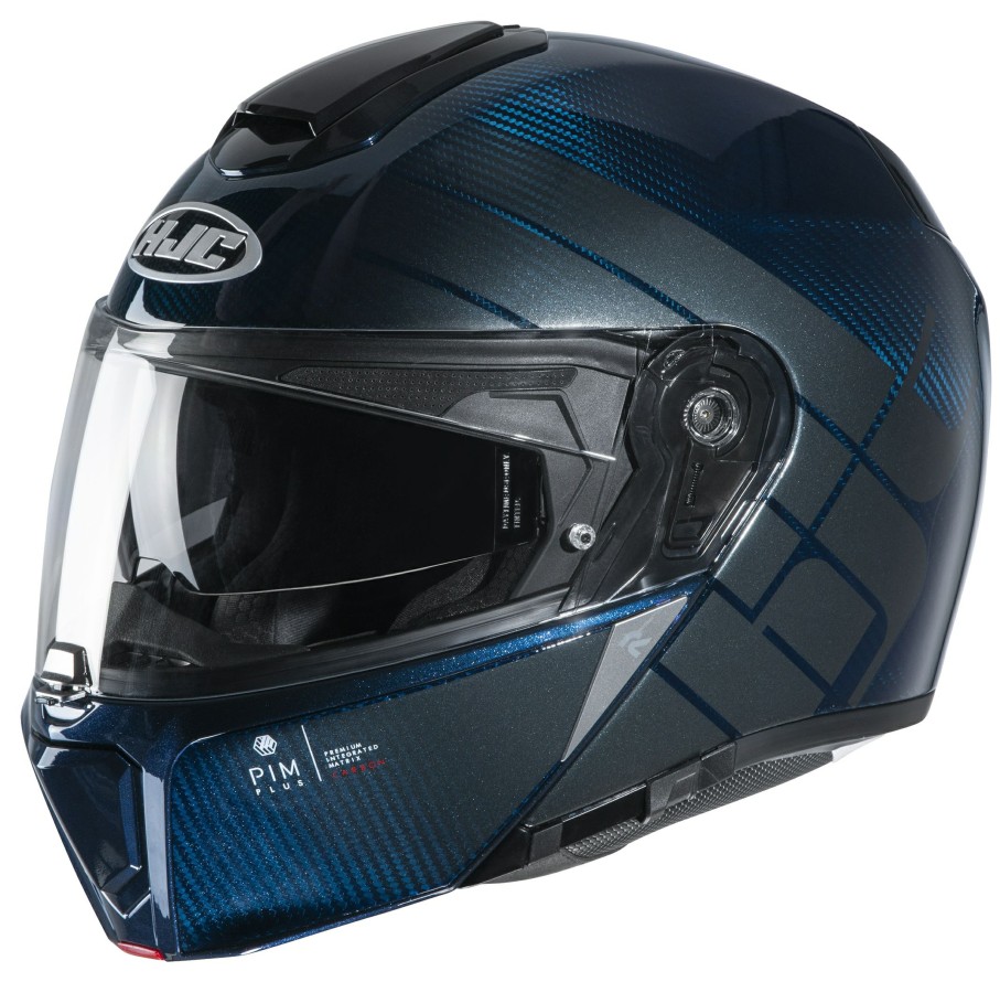 Modular * | Hjc Helmets Hjc Rpha 90S Carbon Balian Helmet Blue Carbon/Grey