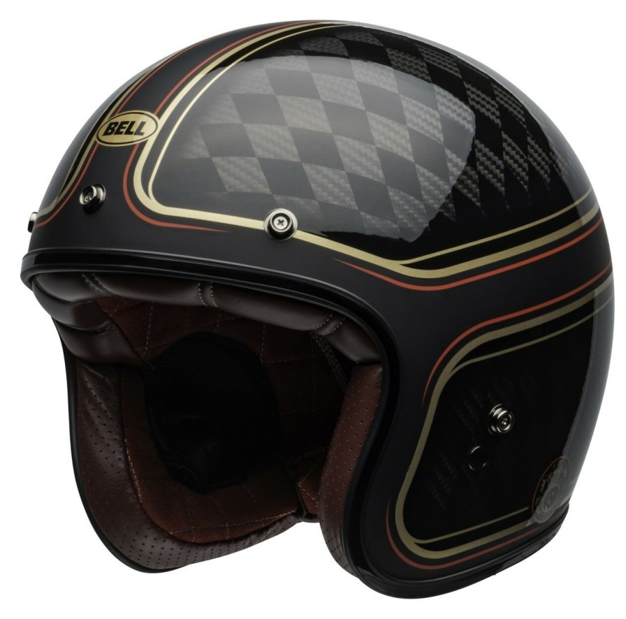 Open Face & 3/4 * | Bell Helmets Bell Custom 500 Carbon Rsd Checkmate Helmet (Xs) Black/Gold