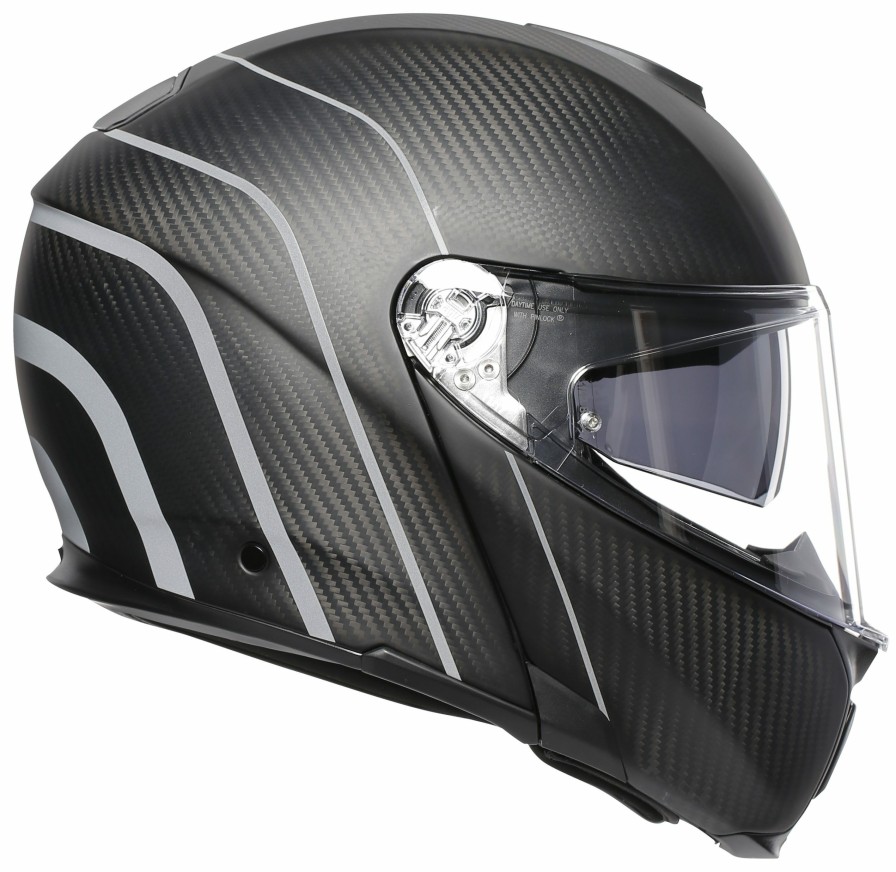 Modular * | Agv Helmets Agv Sportmodular Carbon Refractive Helmet Black/Silver