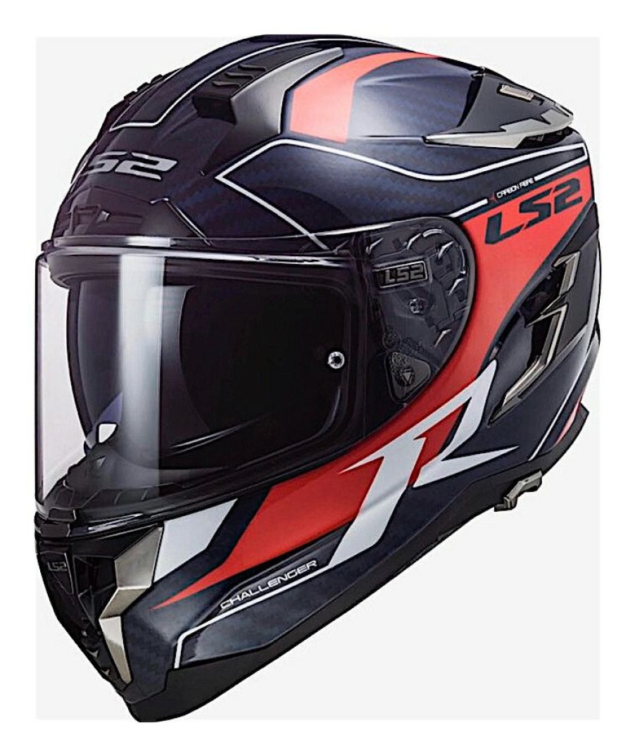 Full Face * | Ls2 Helmets Ls2 Challenger Gt Carbon Carver Helmet Blue/Red