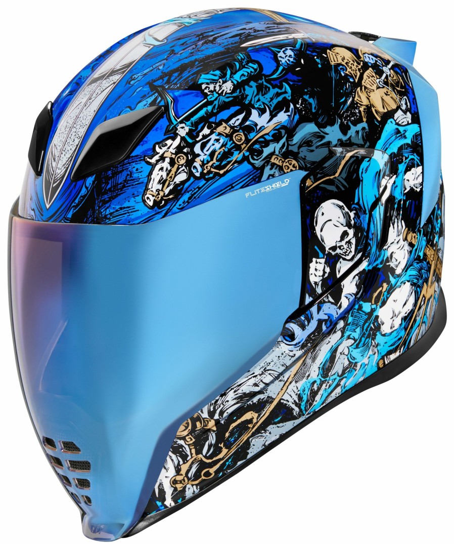 Full Face * | Icon Airflite 4 Horsemen Helmet / 2Xl [Open Box] Blue/White/Gold