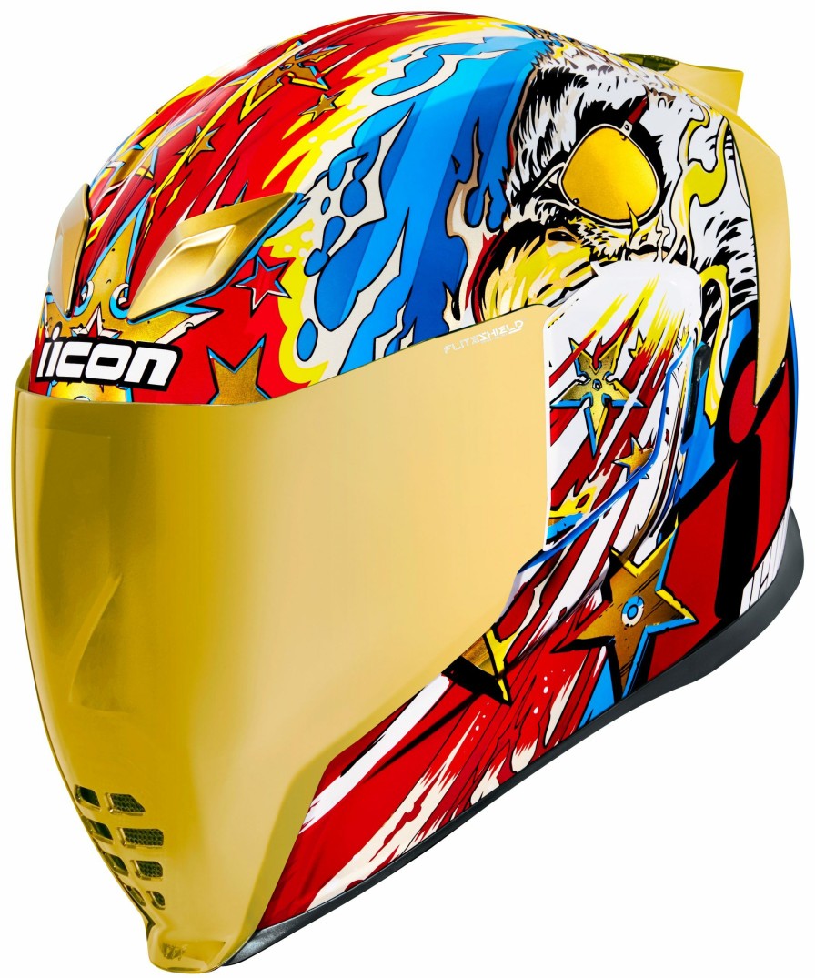 Full Face * | Icon Airflite Freedom Spitter Helmet Gold