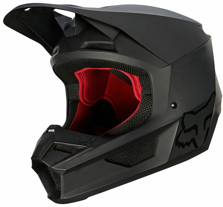 Dirt * | Fox Racing Youth V1 Matte Helmet Solid Matte Black