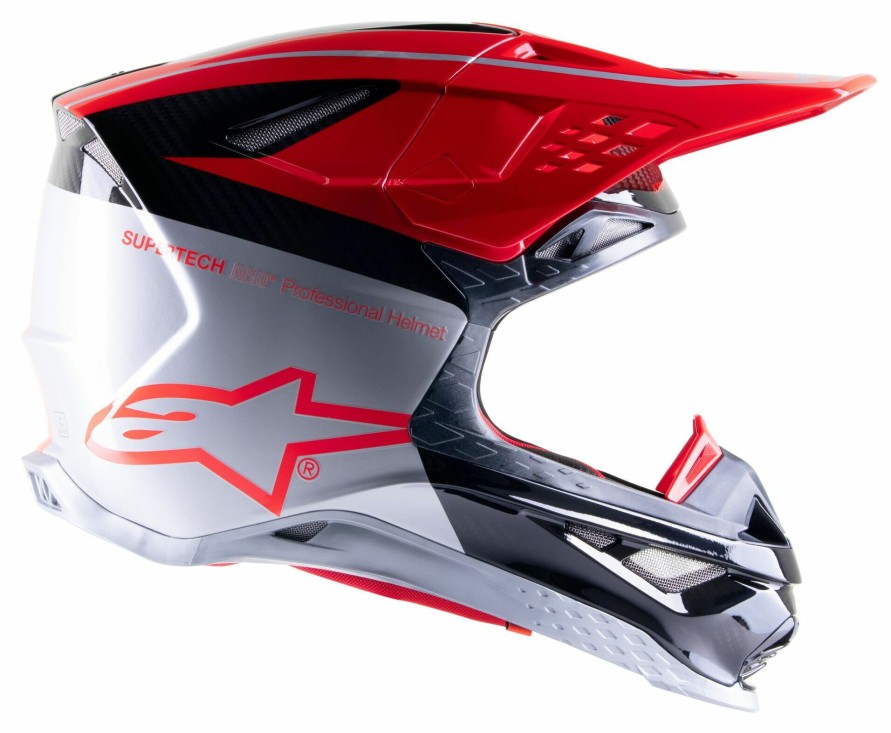 Dirt * | Alpinestars Supertech M10 Acumen Le Helmet Silver/Red/Black