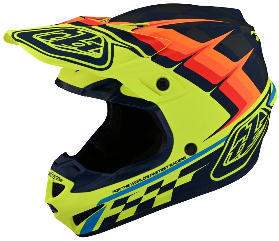 Dirt * | Troy Lee Designs Troy Lee Youth Se4 Polyacrylite Mips Warped Helmet Yellow