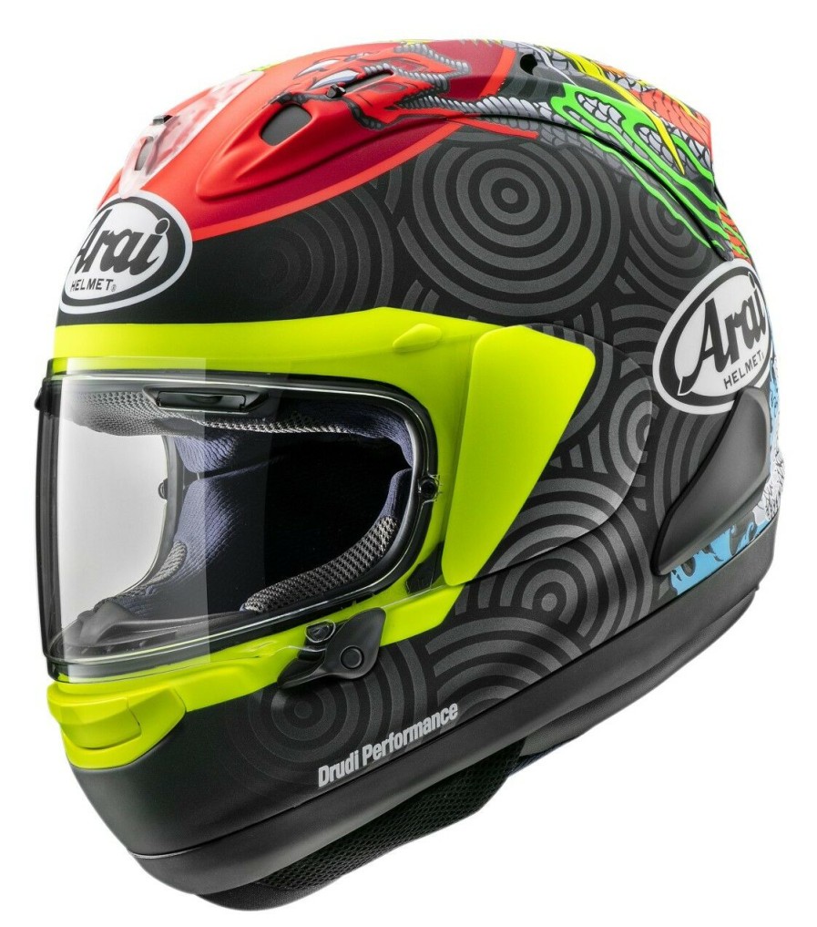 Full Face * | Arai Helmets Arai Corsair X Tatsuki Helmet Black/Hi-Viz Yellow/Red