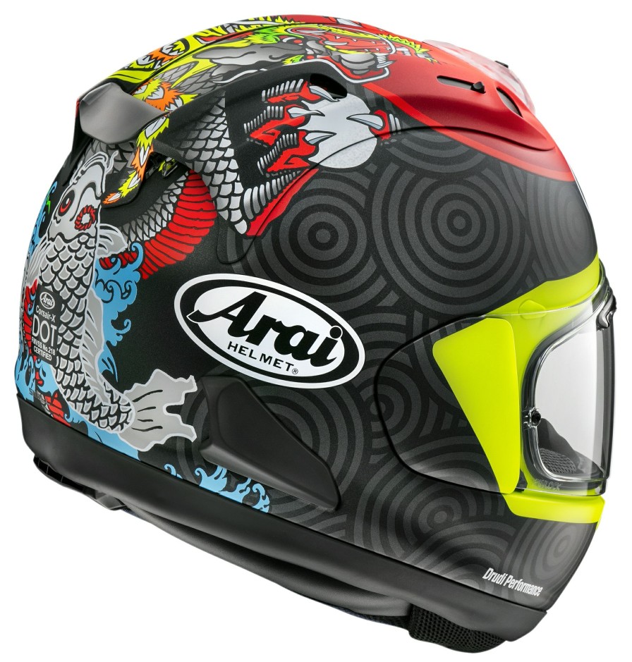 Full Face * | Arai Helmets Arai Corsair X Tatsuki Helmet Black/Hi-Viz Yellow/Red