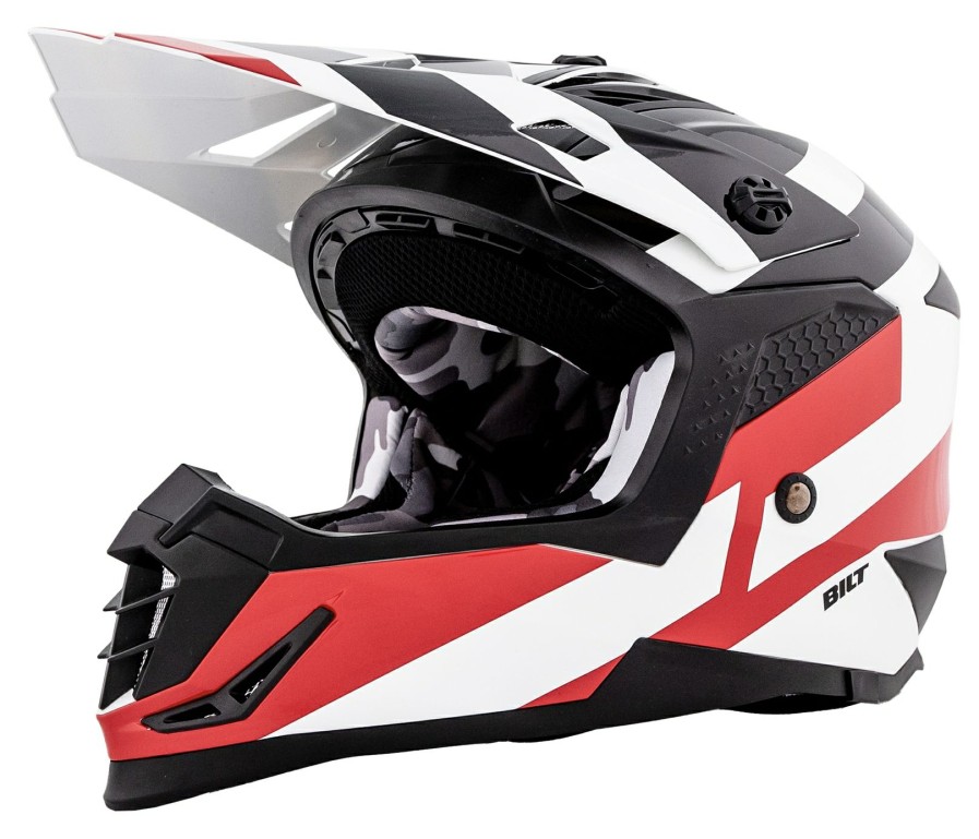 Dirt * | Bilt Lux Sleek Race Helmet White/Red/Black