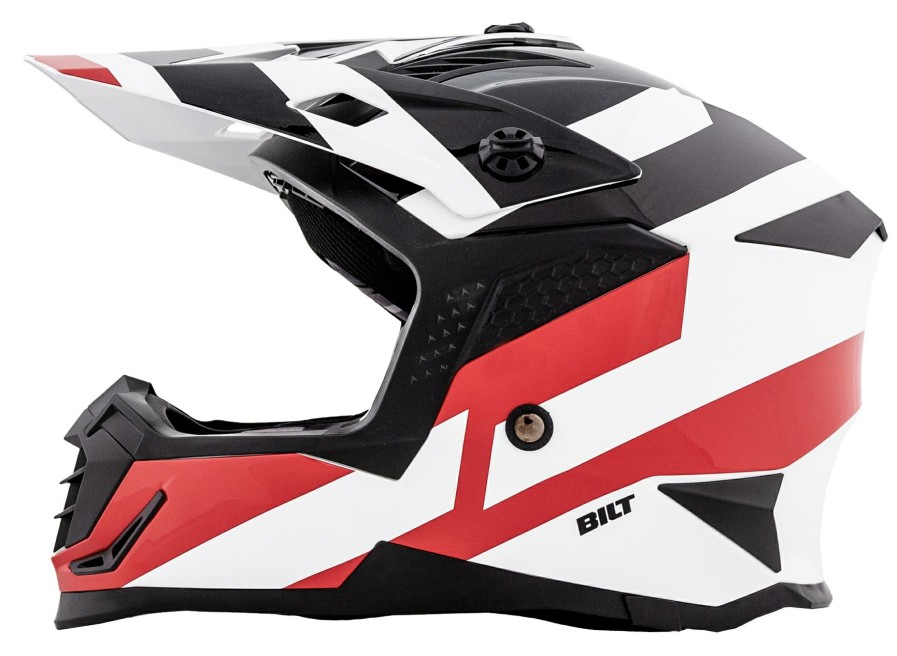 Dirt * | Bilt Lux Sleek Race Helmet White/Red/Black