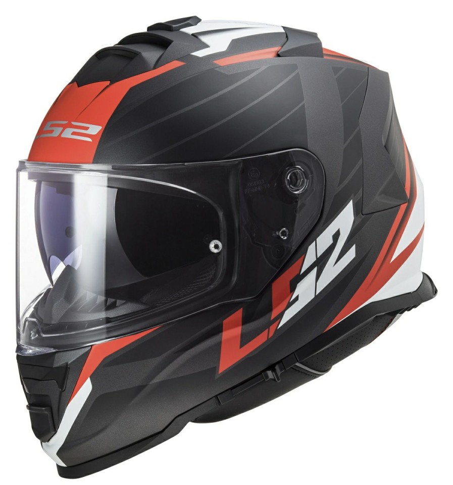 Full Face * | Ls2 Helmets Ls2 Assault Nerve Helmet Matte Black/Red/White