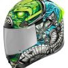 Full Face * | Icon Airframe Pro Outbreak Helmet Silver/Green/Blue